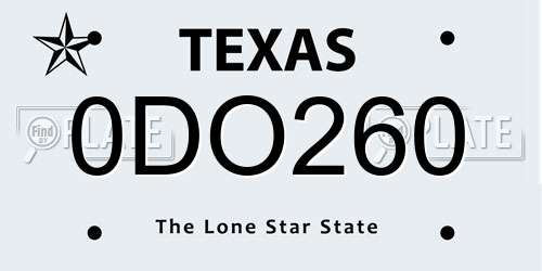 0DO260 Texas License Plate