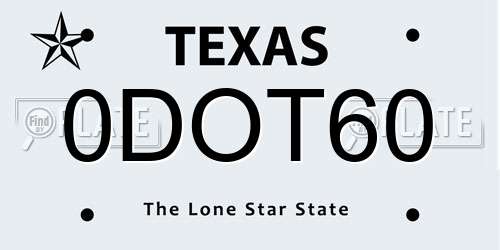 0DOT60 Texas License Plate