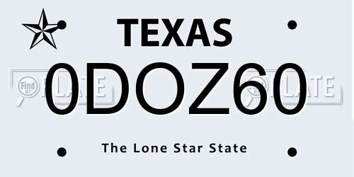 0DOZ60 Texas License Plate