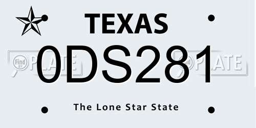 0DS281 Texas License Plate