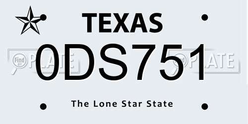 0DS751 Texas License Plate