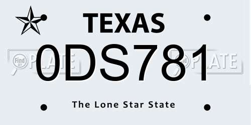 0DS781 Texas License Plate
