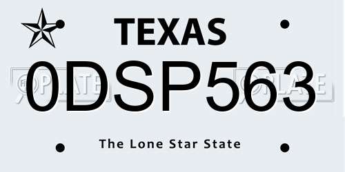 0DSP563 Texas License Plate