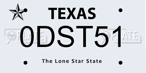 0DST51 Texas License Plate