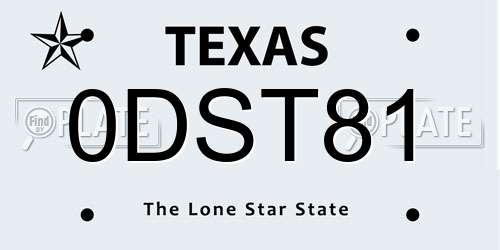 0DST81 Texas License Plate