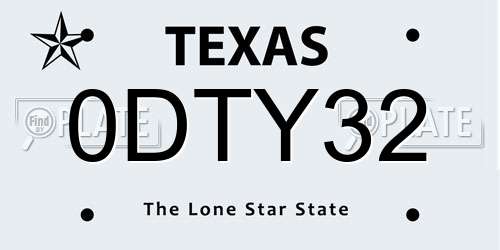 0DTY32 Texas License Plate