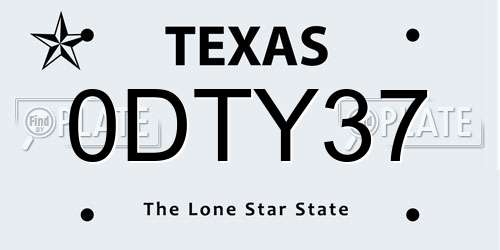 0DTY37 Texas License Plate
