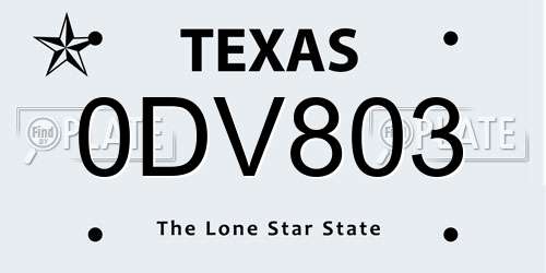 0DV803 Texas License Plate