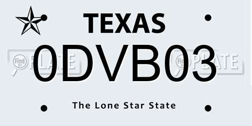 0DVB03 Texas License Plate