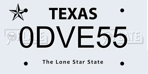 0DVE55 Texas License Plate