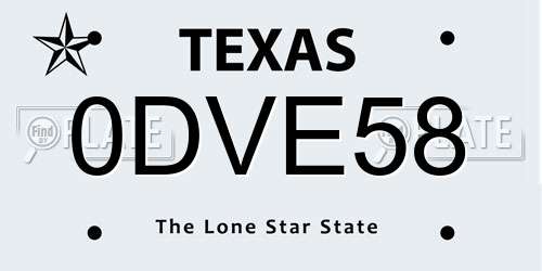 0DVE58 Texas License Plate