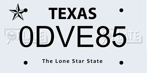 0DVE85 Texas License Plate