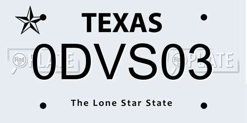 0DVS03 Texas License Plate