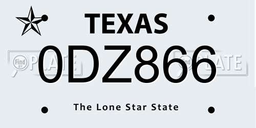 0DZ866 Texas License Plate