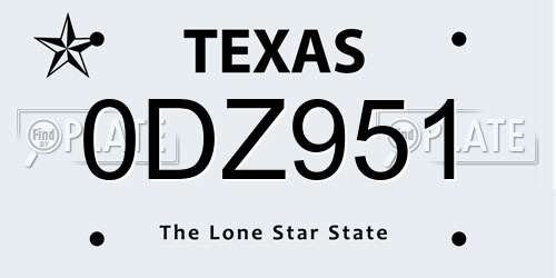 0DZ951 Texas License Plate