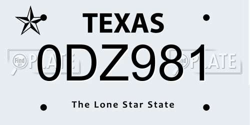 0DZ981 Texas License Plate