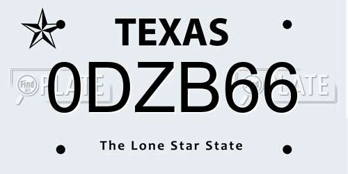 0DZB66 Texas License Plate