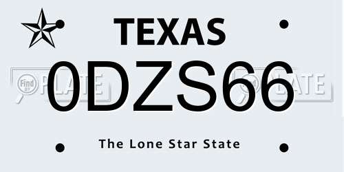 0DZS66 Texas License Plate