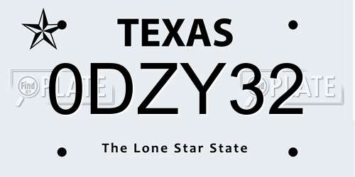 0DZY32 Texas License Plate