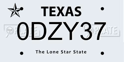 0DZY37 Texas License Plate