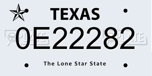 0E22282 Texas License Plate