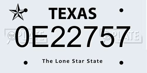 0E22757 Texas License Plate