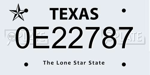 0E22787 Texas License Plate