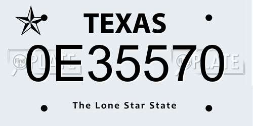0E35570 Texas License Plate