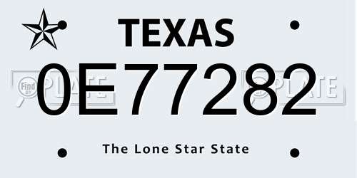 0E77282 Texas License Plate