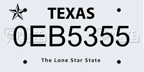 0EB5355 Texas License Plate