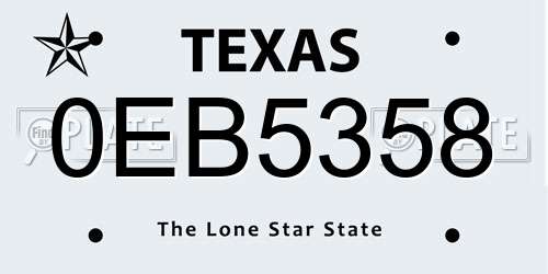 0EB5358 Texas License Plate