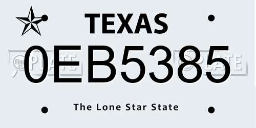 0EB5385 Texas License Plate