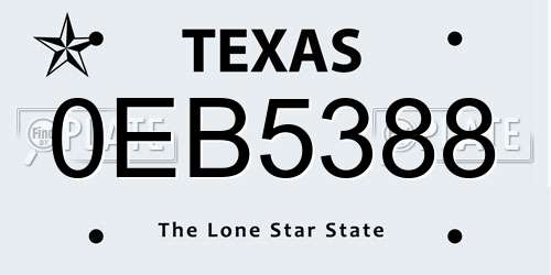 0EB5388 Texas License Plate