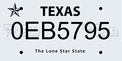 0EB5795 Texas License Plate