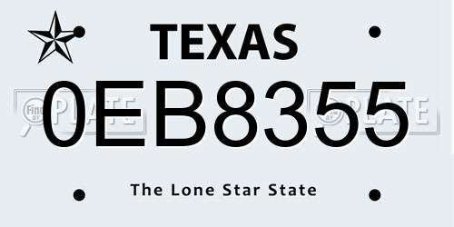 0EB8355 Texas License Plate