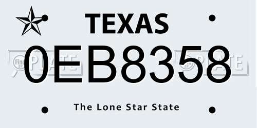 0EB8358 Texas License Plate