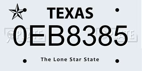 0EB8385 Texas License Plate