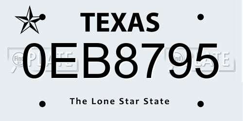 0EB8795 Texas License Plate