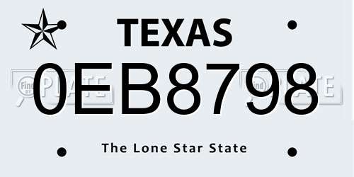 0EB8798 Texas License Plate