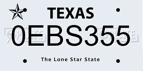 0EBS355 Texas License Plate