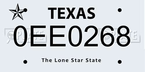 0EE0268 Texas License Plate