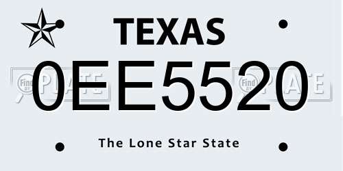 0EE5520 Texas License Plate