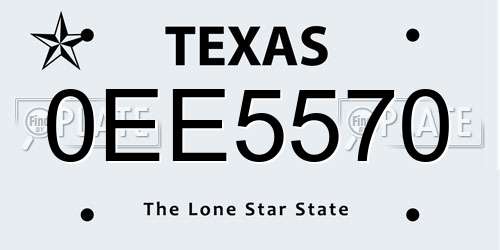 0EE5570 Texas License Plate