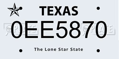 0EE5870 Texas License Plate
