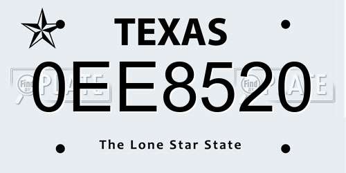 0EE8520 Texas License Plate