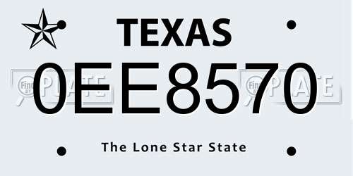 0EE8570 Texas License Plate