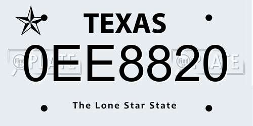 0EE8820 Texas License Plate