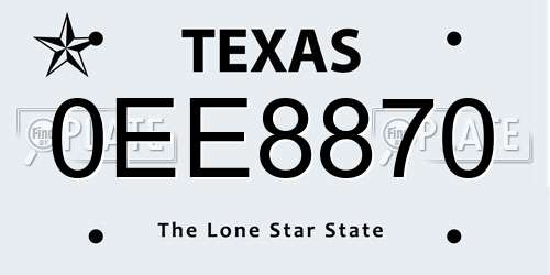 0EE8870 Texas License Plate