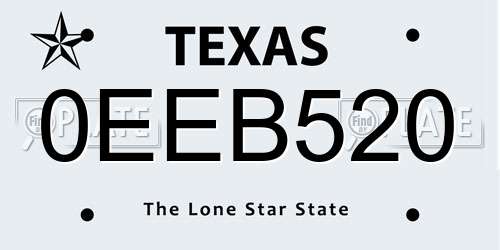 0EEB520 Texas License Plate