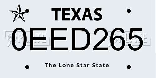0EED265 Texas License Plate